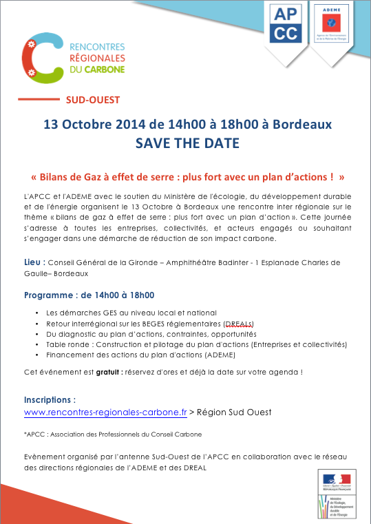 Save the date Rencontre Régionale Carbone Sud Ouest